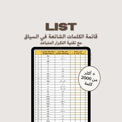 قائمة الكلمات الشائعة في السياق